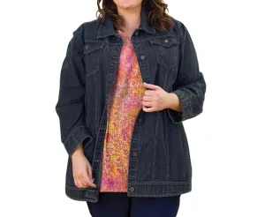 Premium Langarm-Denimjacke von Rydel - Übergröße in Dunkelblau