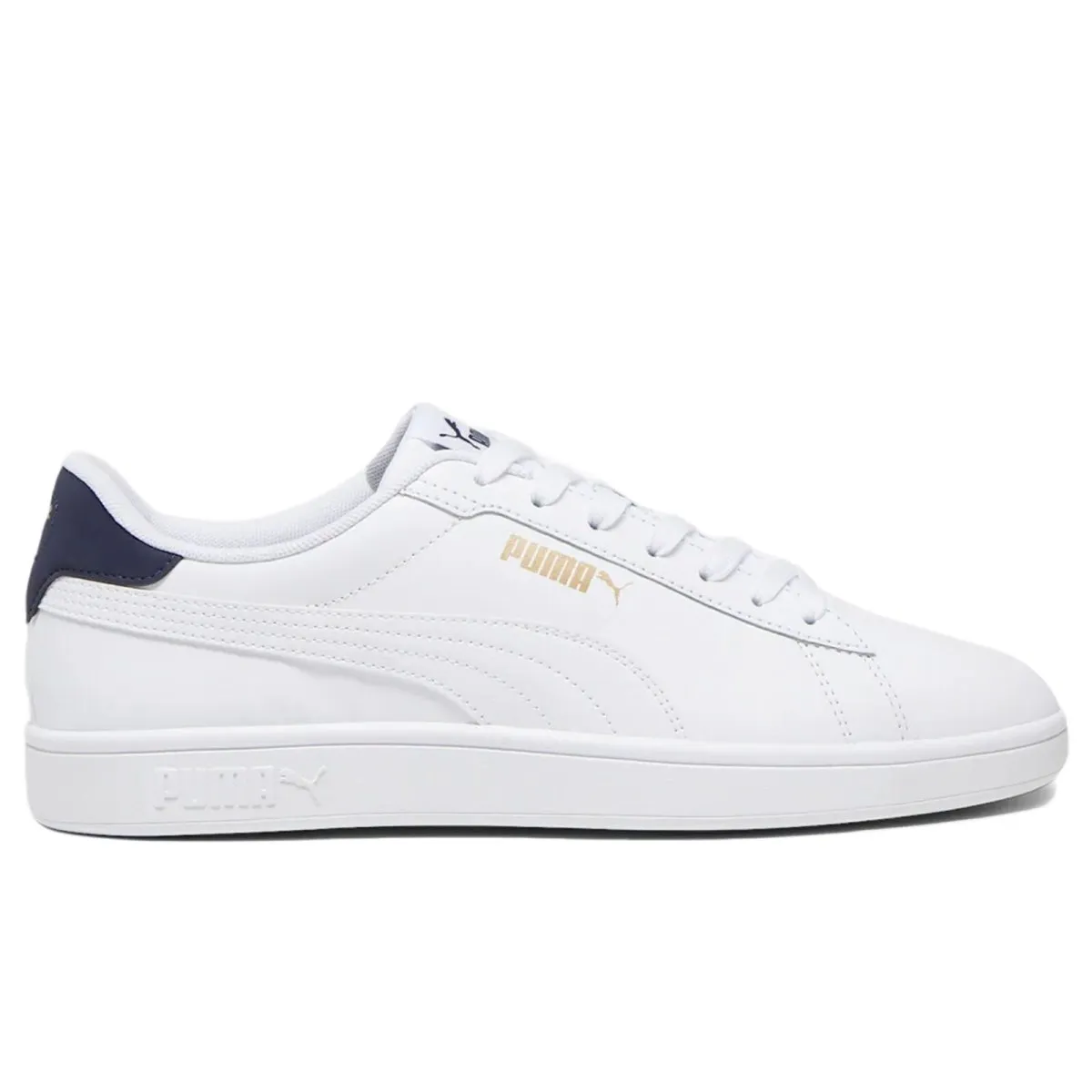 PUMA HERRSCHAFT SMASH 3.0 SCHUHE IN WEIß/NAVY/GOLD