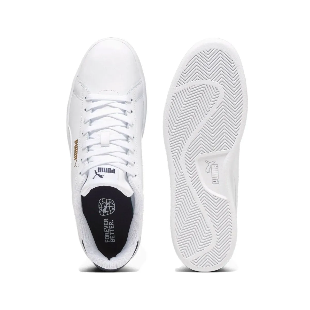 PUMA HERRSCHAFT SMASH 3.0 SCHUHE IN WEIß/NAVY/GOLD
