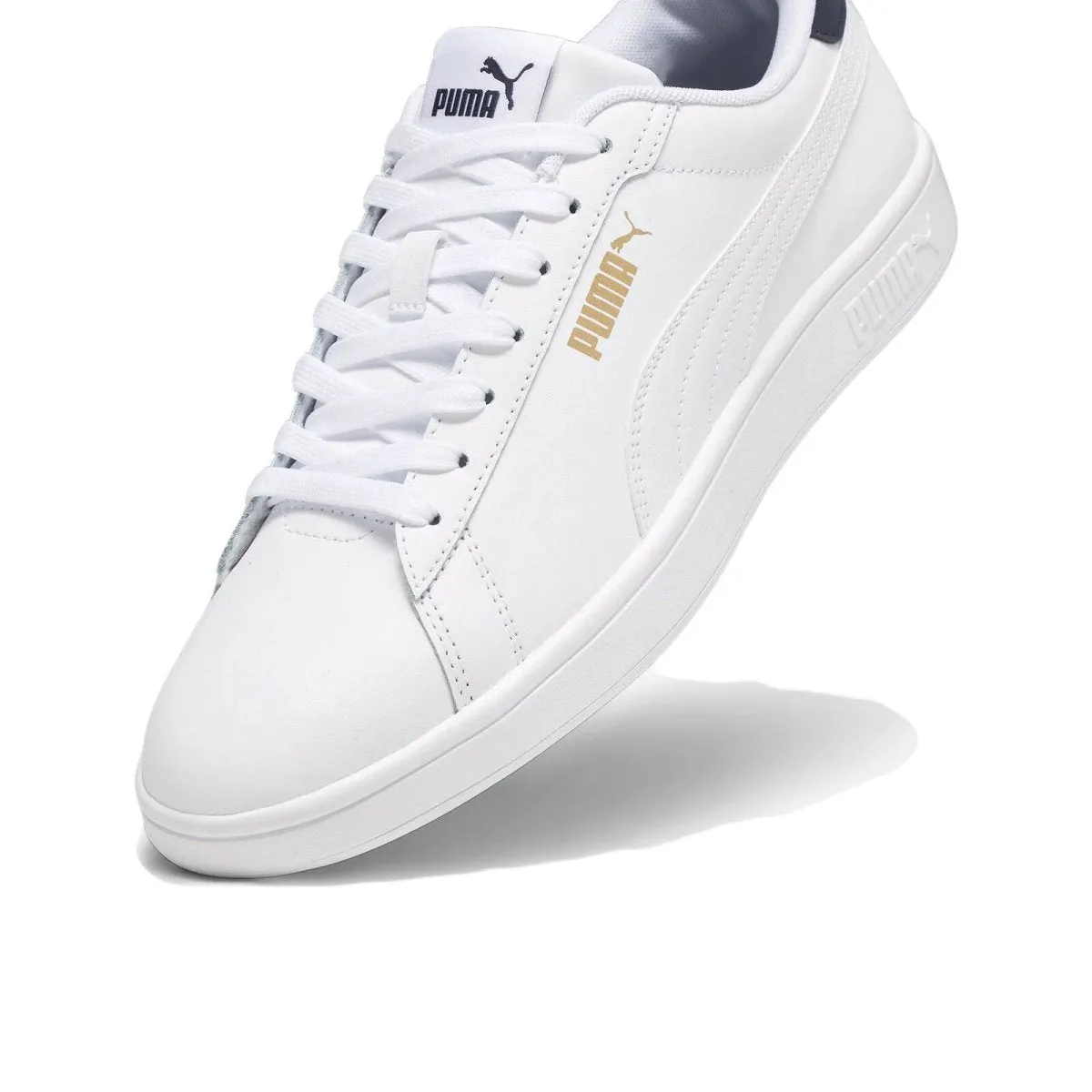PUMA HERRSCHAFT SMASH 3.0 SCHUHE IN WEIß/NAVY/GOLD
