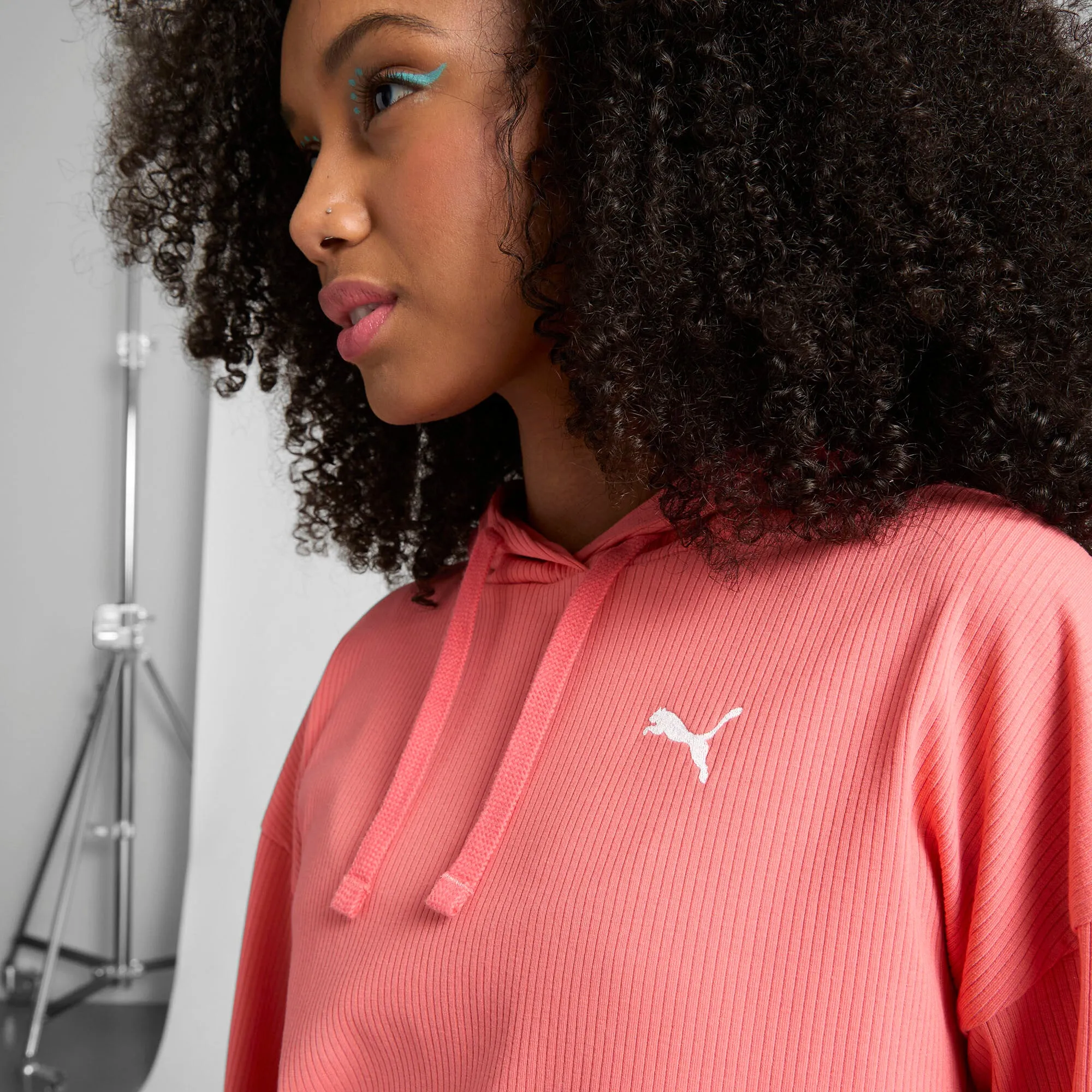 PUMA Damen ESS ELEVATED Komfort-Rippen Kapuzenpullover