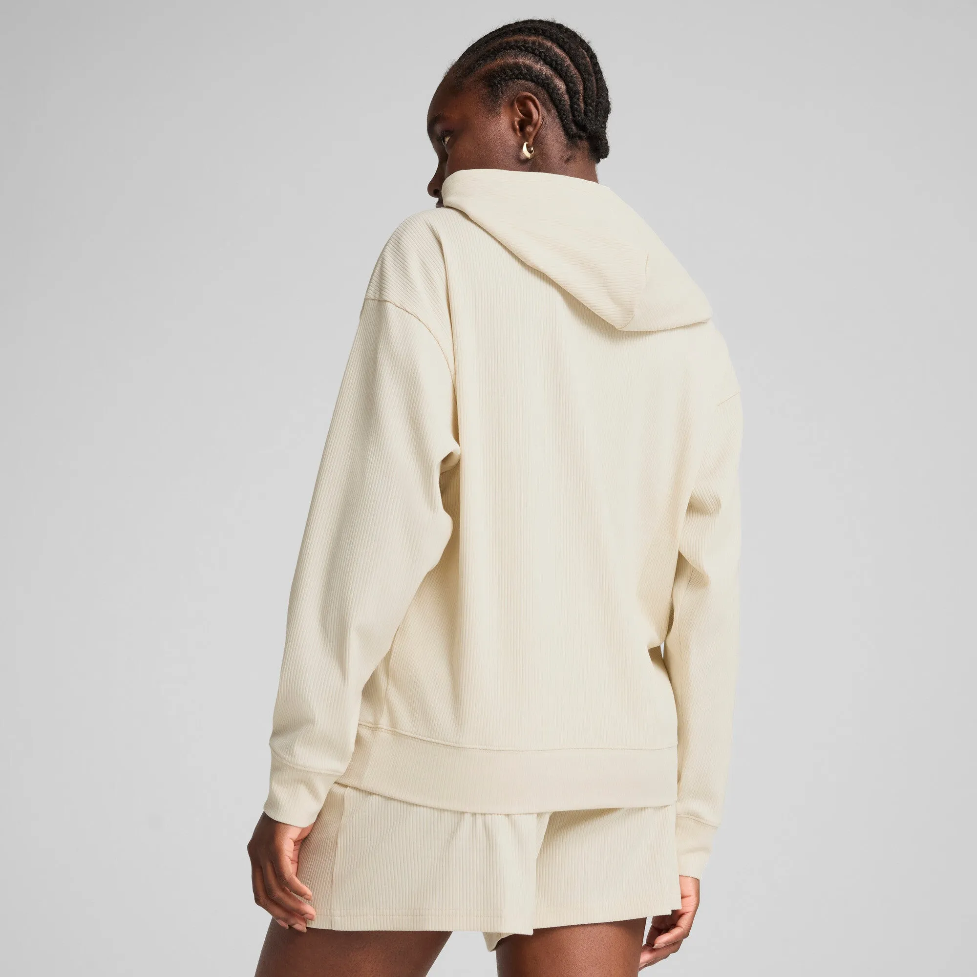 PUMA Damen ESS ELEVATED Komfort-Rippen Kapuzenpullover