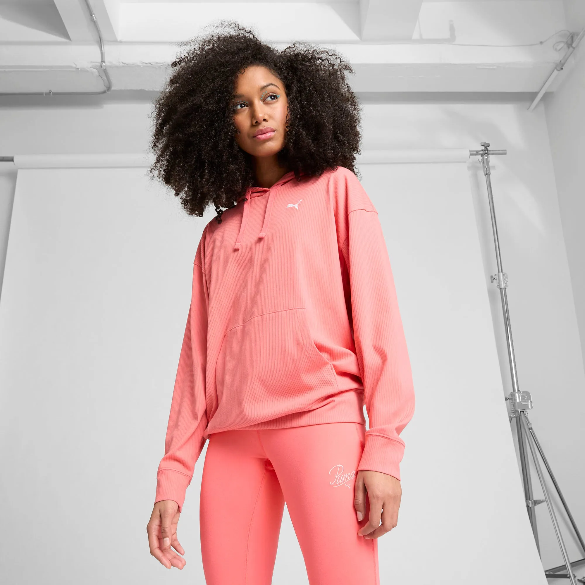 PUMA Damen ESS ELEVATED Komfort-Rippen Kapuzenpullover
