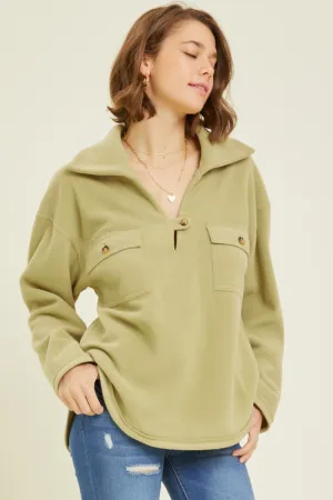Renlee Fleece-Pullover mit Kragen (Matcha)