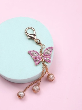Rhinestone Decor Butterfly Bag Charm