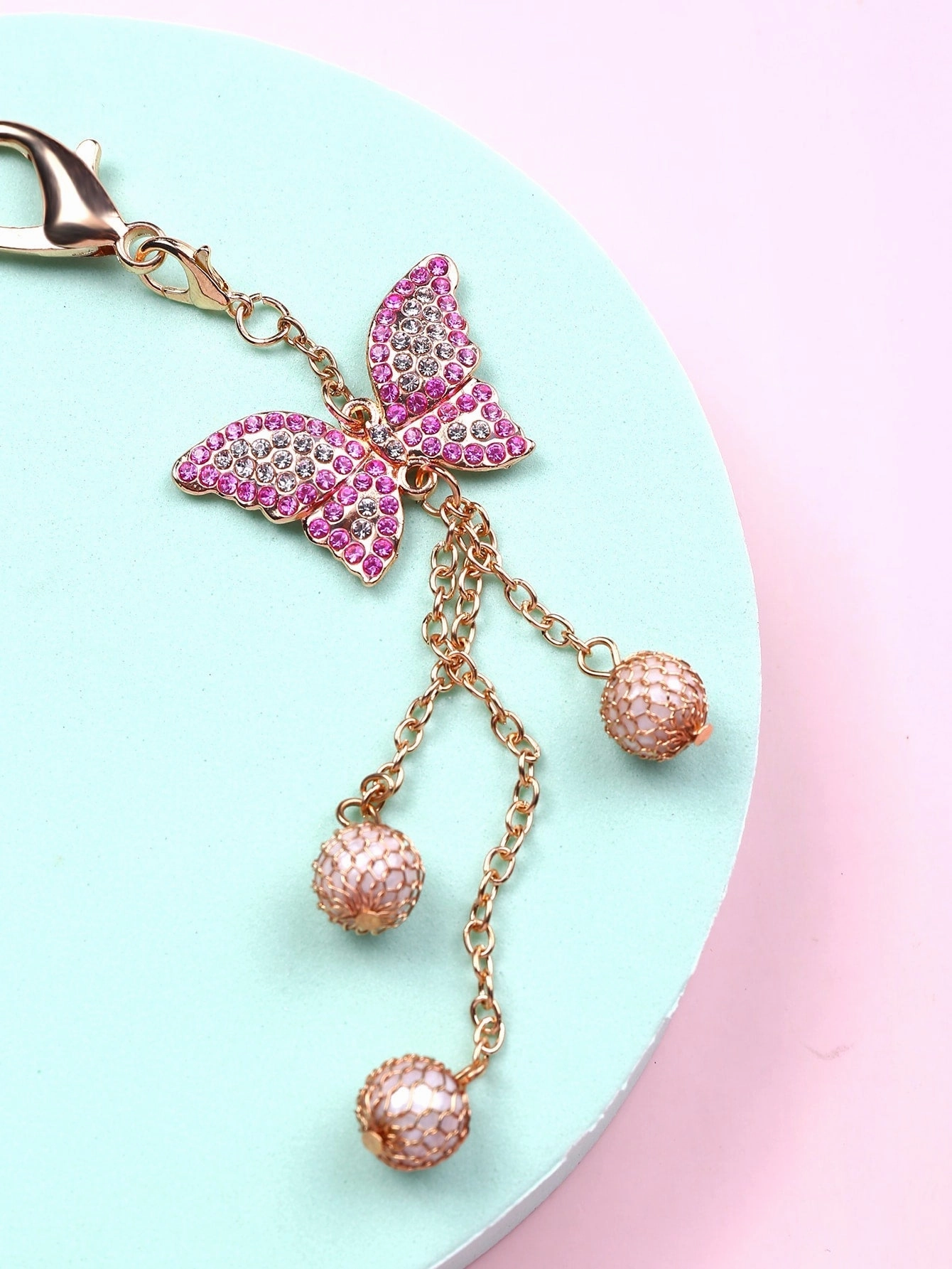 Rhinestone Decor Butterfly Bag Charm