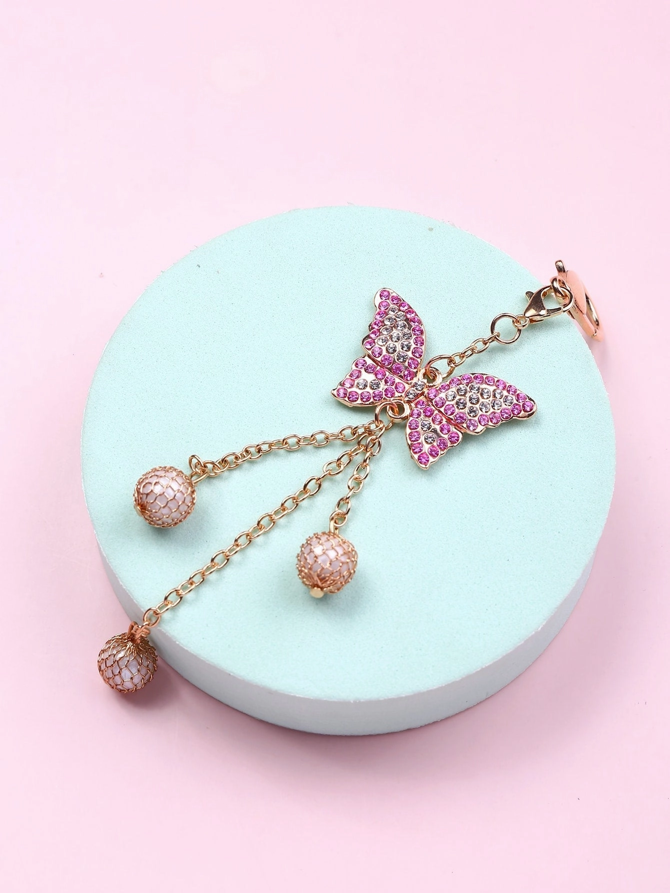 Rhinestone Decor Butterfly Bag Charm