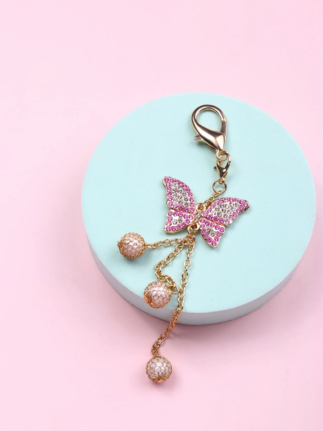 Rhinestone Decor Butterfly Bag Charm