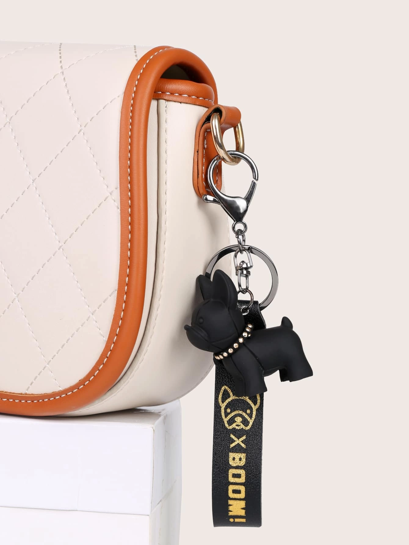 Rhinestone Decor Dog Shaped Bag Charm