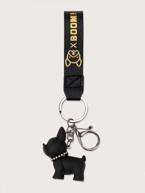Rhinestone Decor Dog Shaped Bag Charm