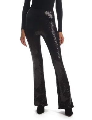 Pailletten-Flare-Legging in Schwarz