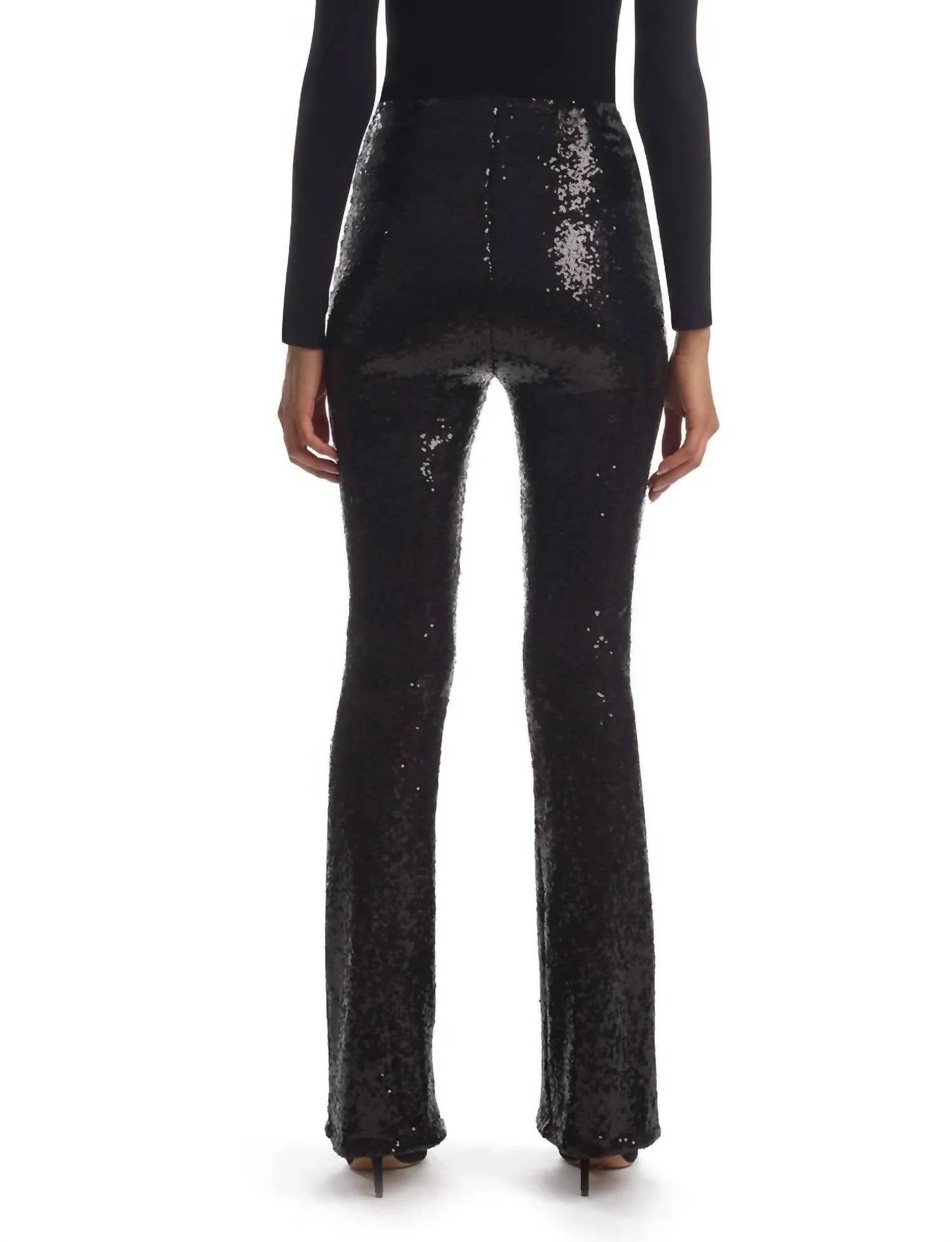 Pailletten-Flare-Legging in Schwarz