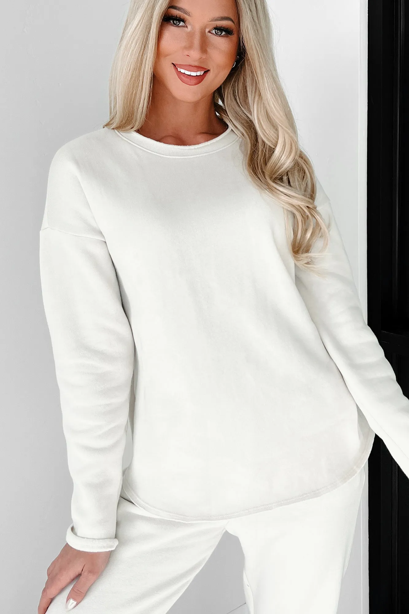 Settled Down Fleece Sweatshirt mit Rohkante (Sand)