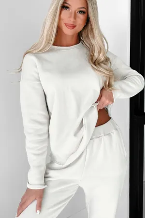 Settled Down Fleece Sweatshirt mit Rohkante (Sand)