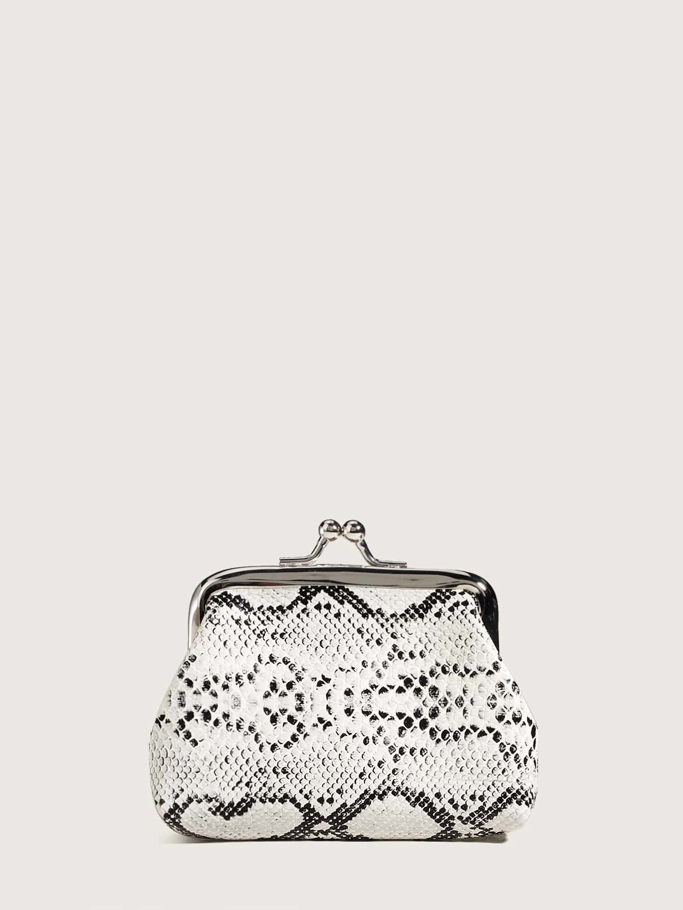 Snakeskin Print Kiss Lock Coin Case
