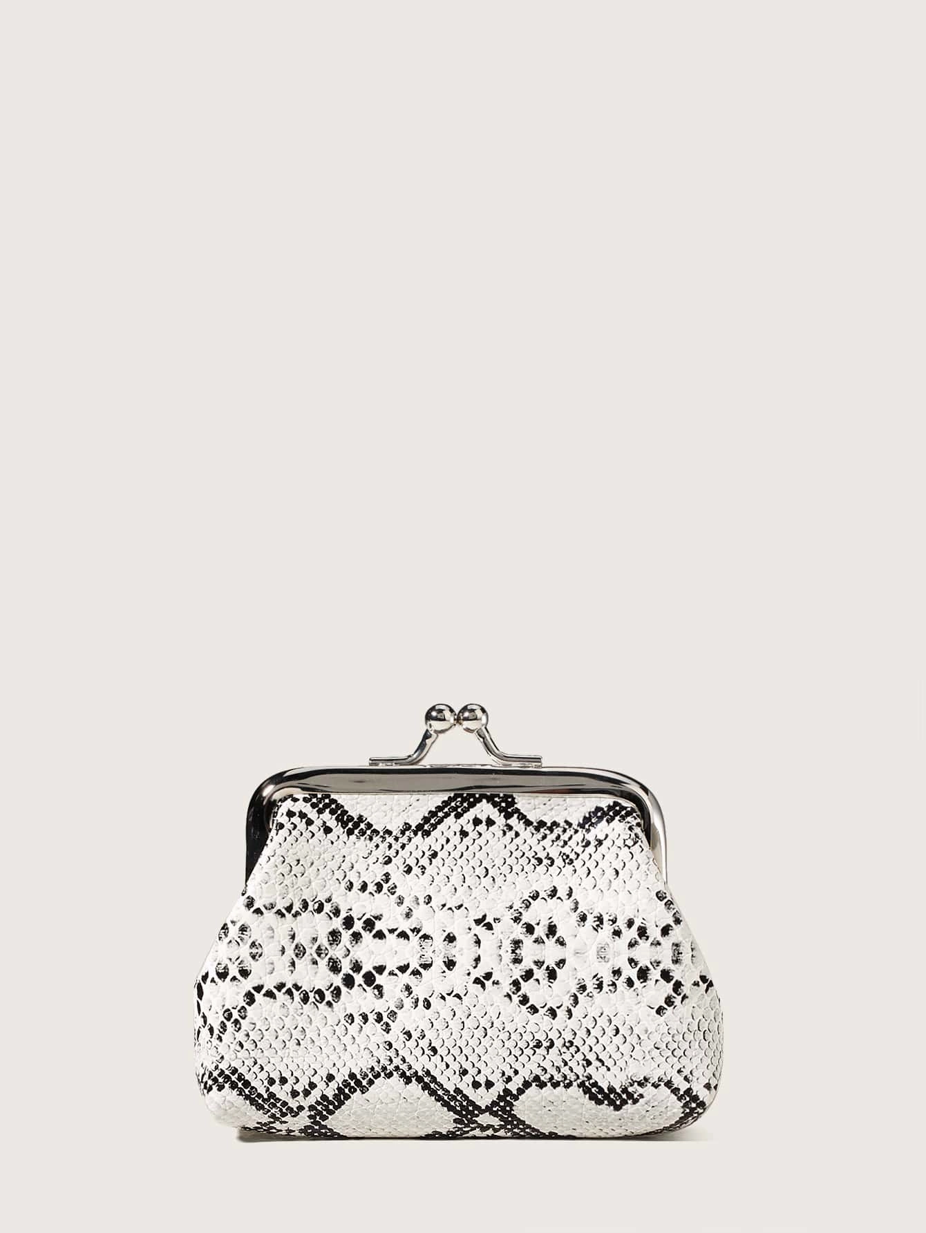 Snakeskin Print Kiss Lock Coin Case