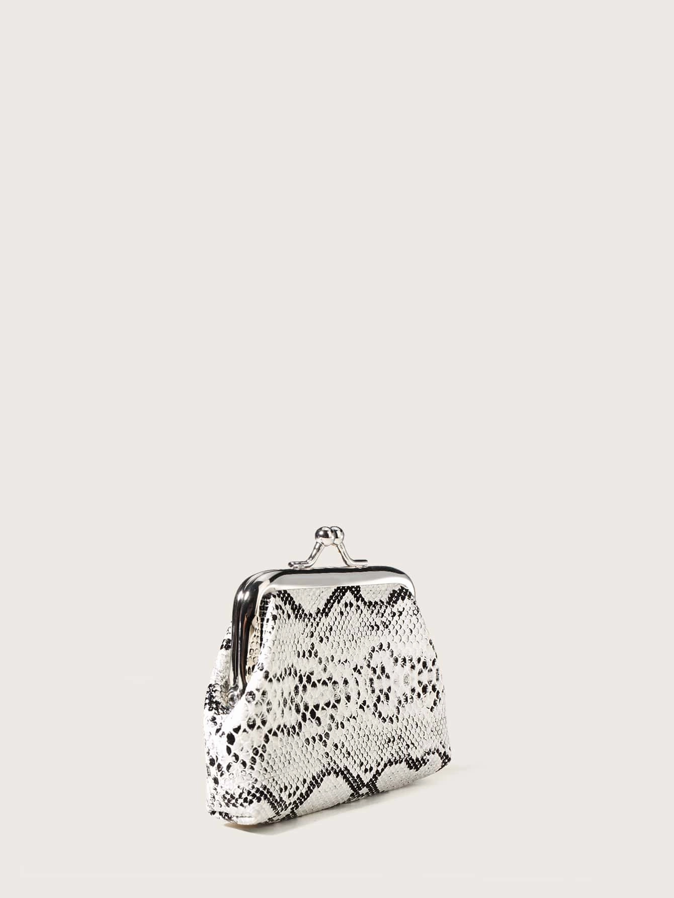 Snakeskin Print Kiss Lock Coin Case