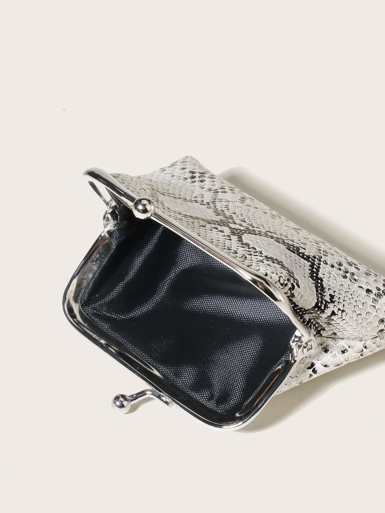 Snakeskin Print Kiss Lock Coin Case