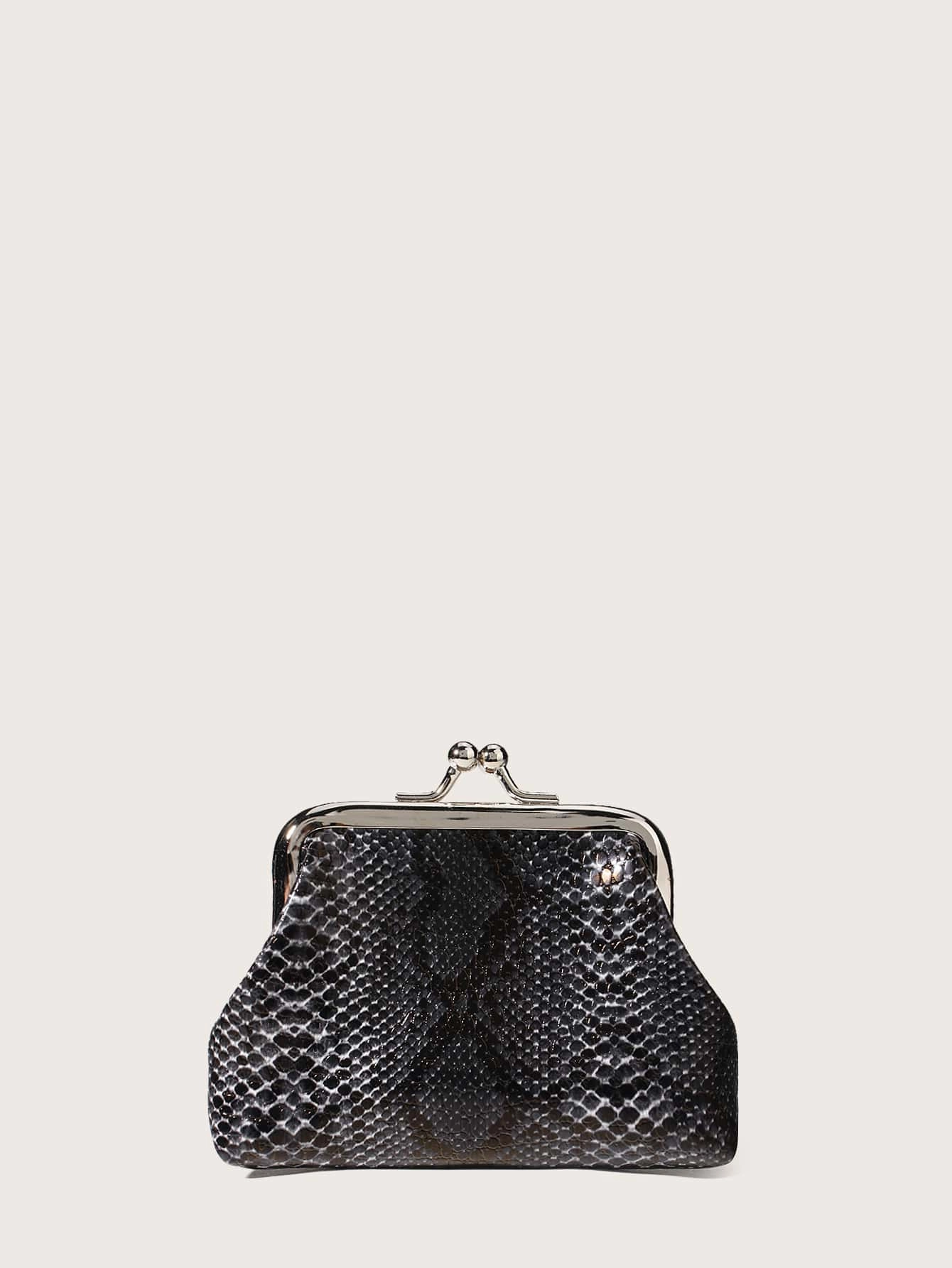 Snakeskin Print Kiss Lock Coin Case