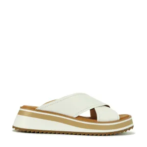 SPORT LEDER CROSSOVER SLIDE SANDALE