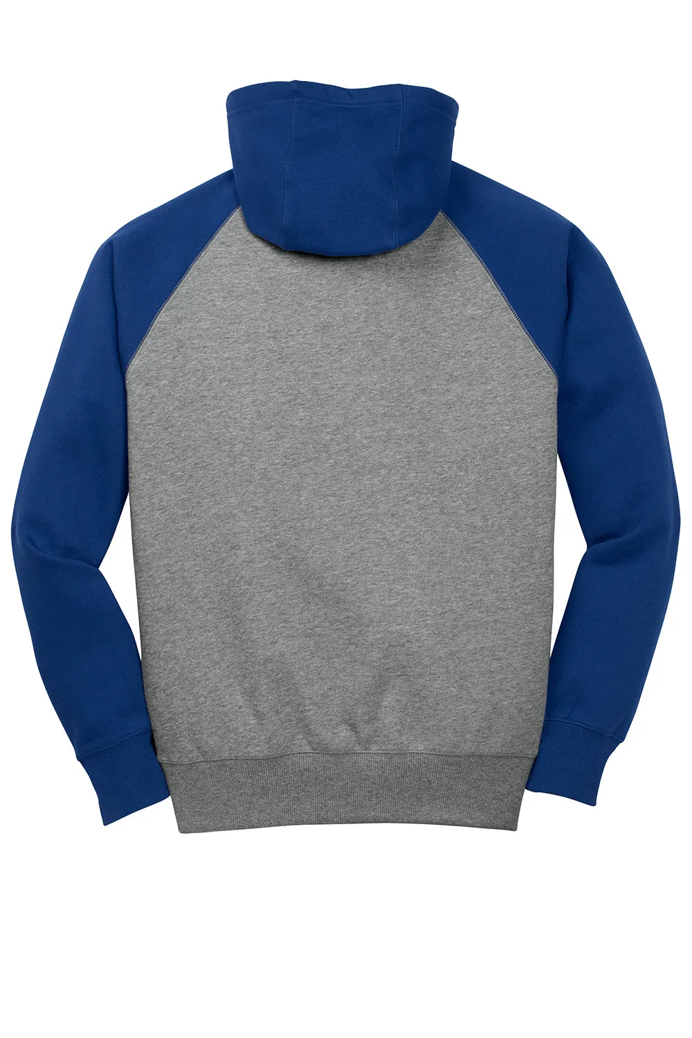 Sport-Tek Herren Fleece Kapuzenpullover mit Schrumpffestigkeit und Kangaroo-Tasche - Heather Vintage Grau/Echt Königsblau