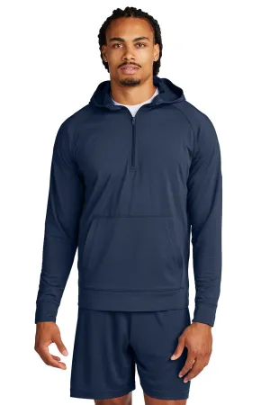 Sport-Tek Herren Sport-Wick Feuchtigkeitstransportierende 1/4-Zip Kapuzenpullover Hoodie mit Beuteltasche - Echt Marineblau