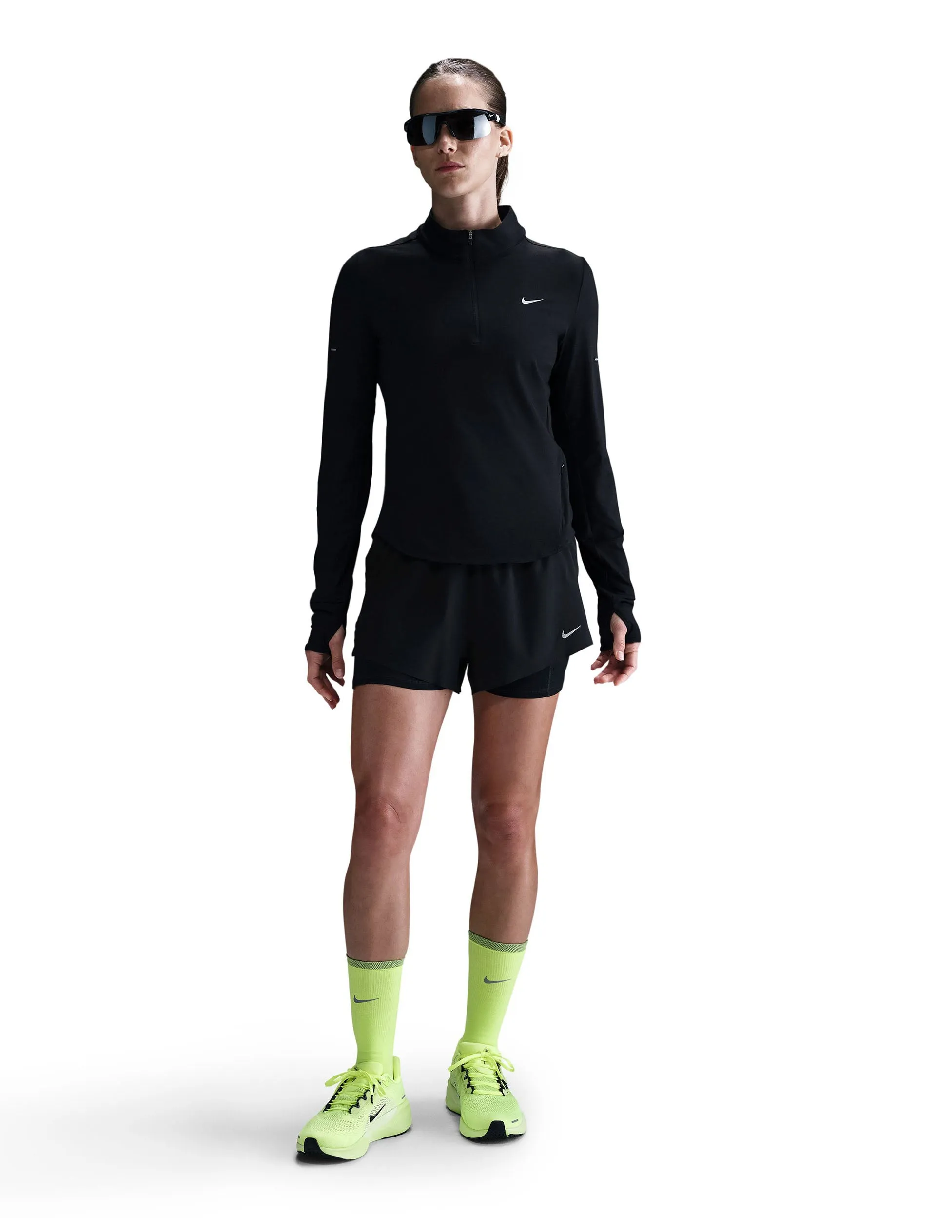 Swift Dri-FIT UV 1/4-Zip Laufshirt - Schwarz/Reflektierendes Silber
