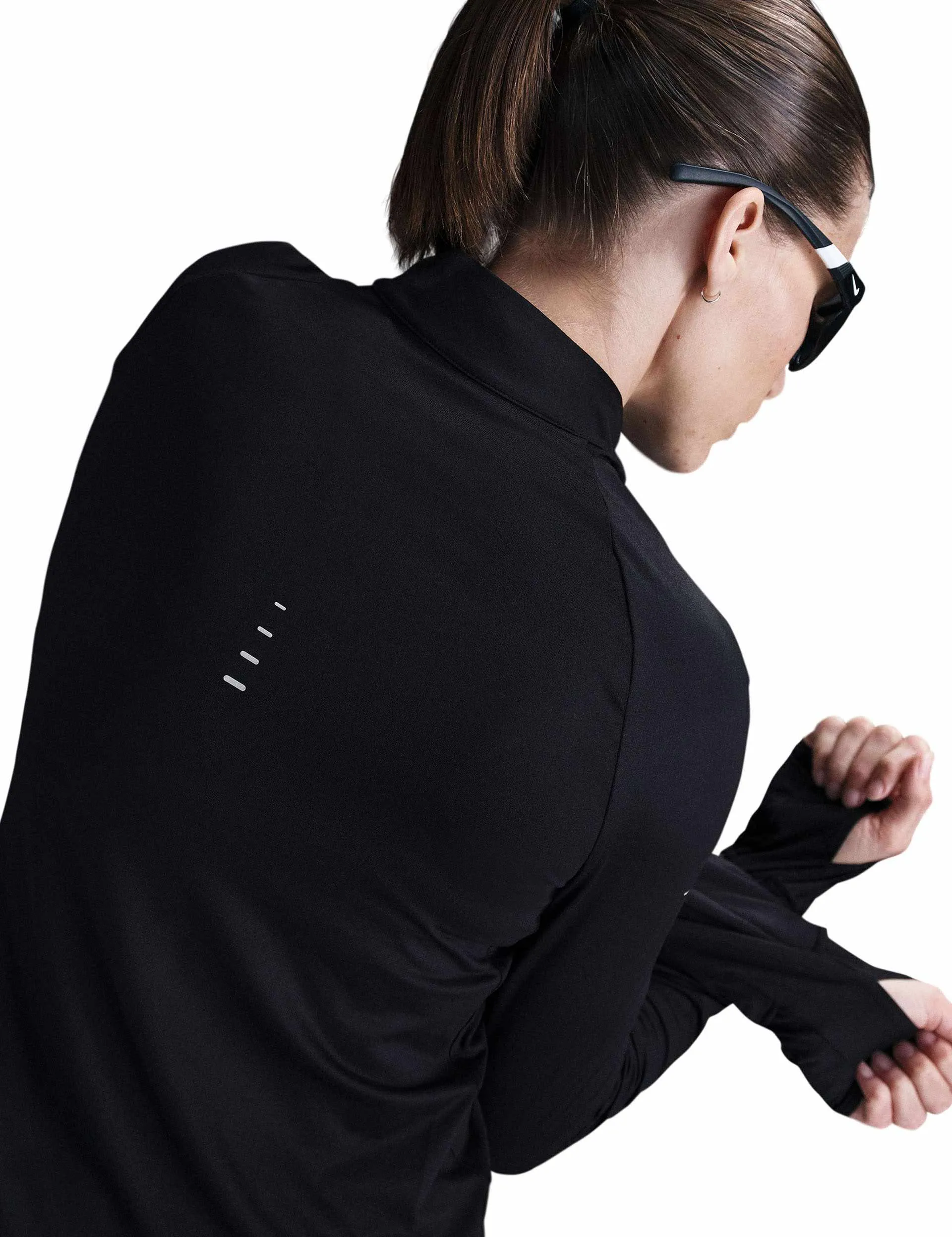 Swift Dri-FIT UV 1/4-Zip Laufshirt - Schwarz/Reflektierendes Silber