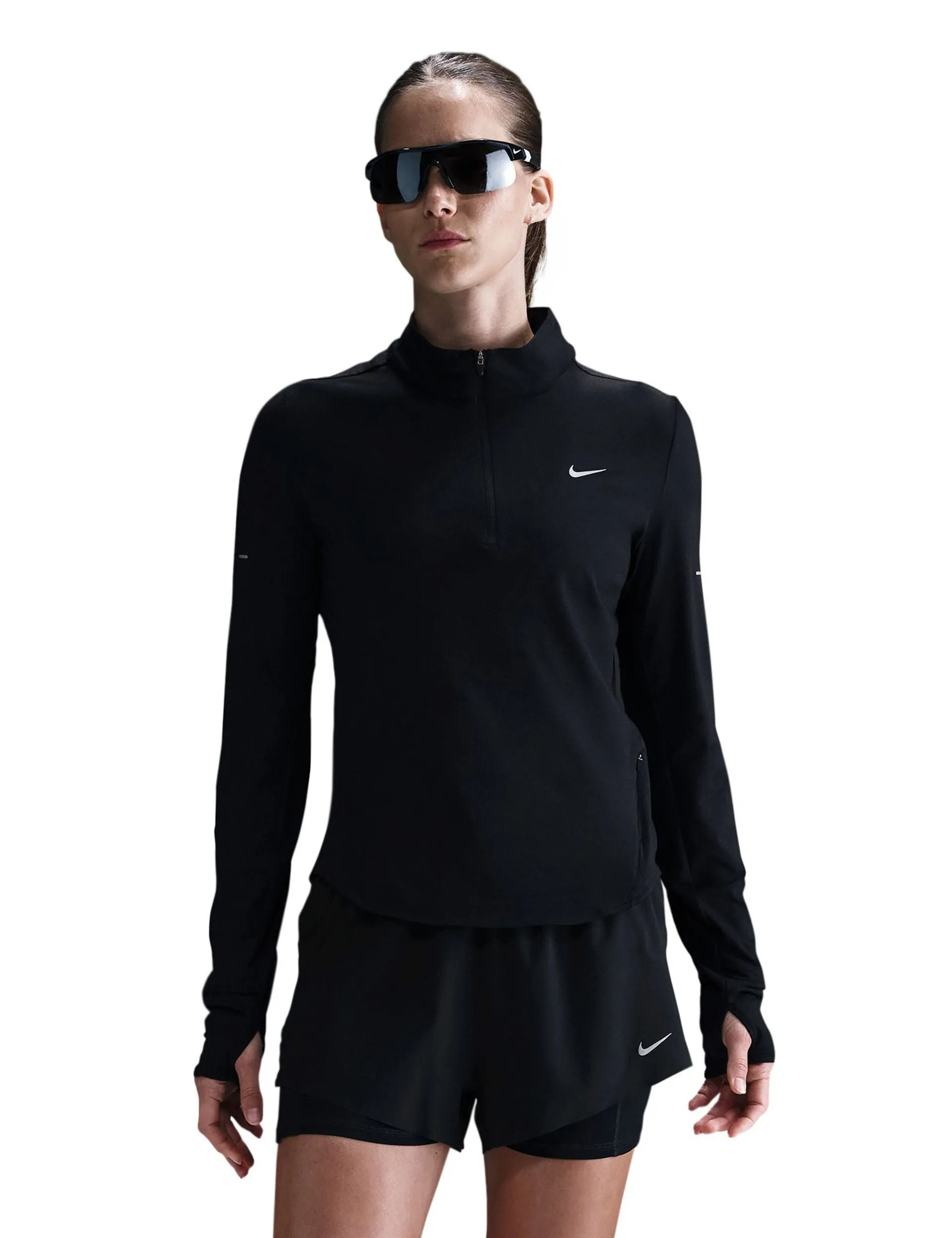 Swift Dri-FIT UV 1/4-Zip Laufshirt - Schwarz/Reflektierendes Silber