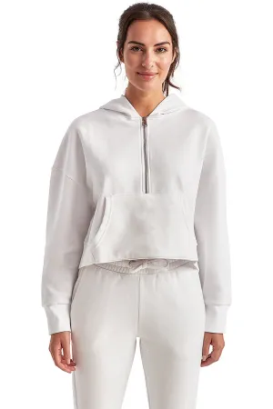 TriDri Damen Alice 1/4-Zip Kapuzenpullover Hoodie mit Beuteltasche - Weiß