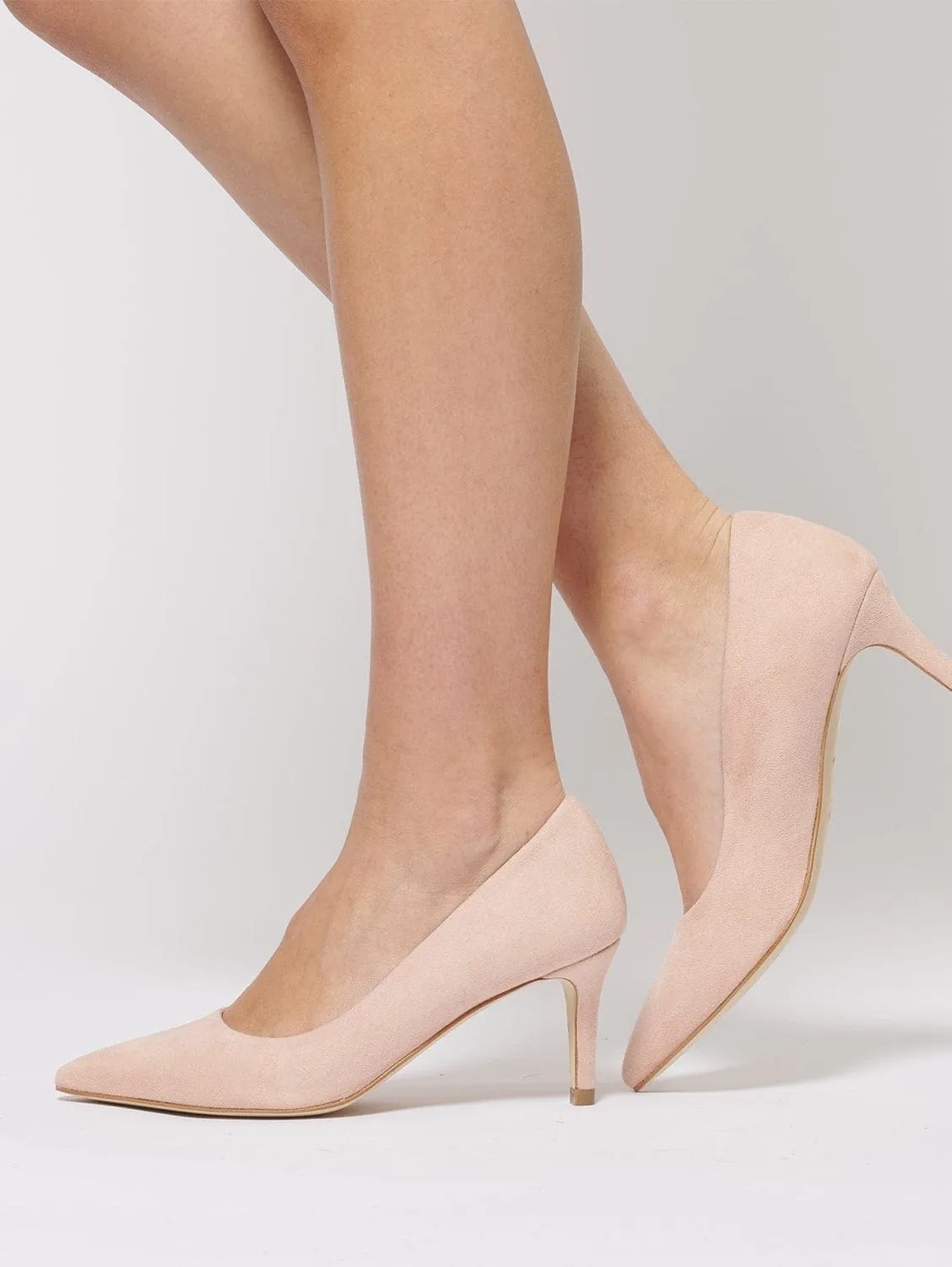 Vegane Wildleder-Pumps mit spitzer Spitze | Nude