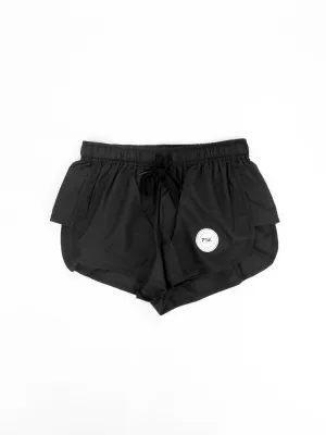 Damen Sportshorts mit Logo-Print, Schwarz