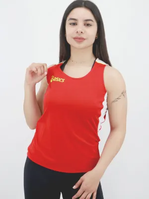 Damen Sportoberteil mit aufgedrucktem Markenlogo, Rot