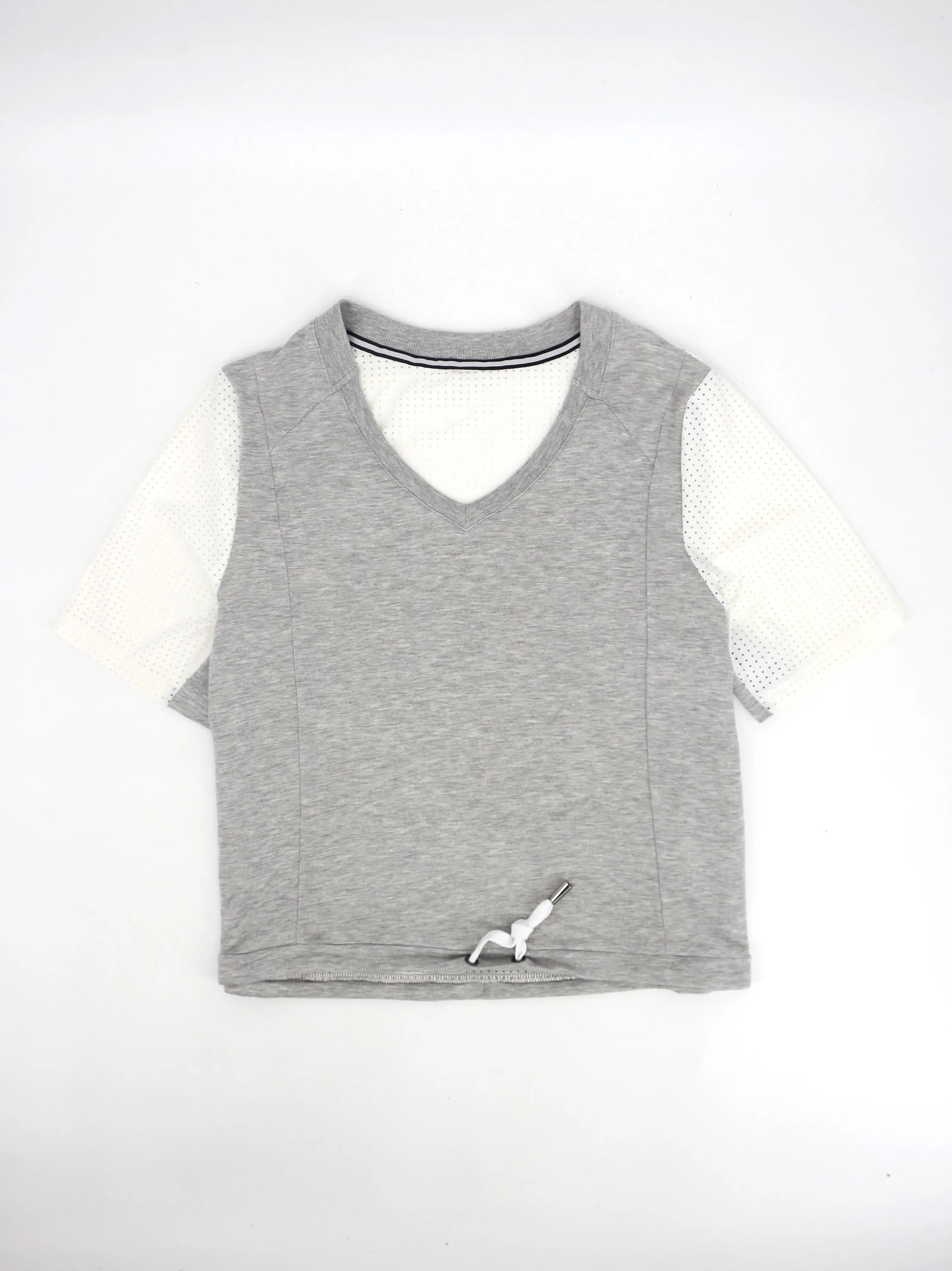 Damen Sporttop mit Farbblock-Design, Grau & Weiß