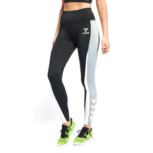 Damen-Farbblock-Legging, Schwarz