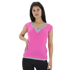 Damen Baumwoll Sport Top, Grau/Rosa