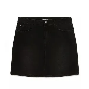 Damen-Jeansrock, schwarz, schlicht