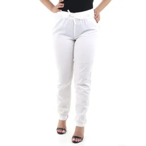 Damen Casual Hose mit Kordelzug, Off White