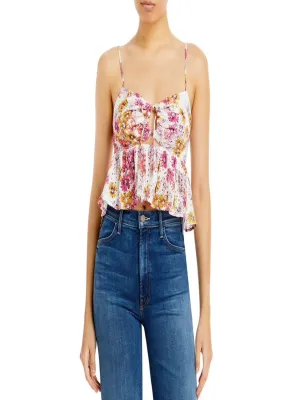 Damen Bluse mit Lochmuster und Blumenprint, Mehrfarbig