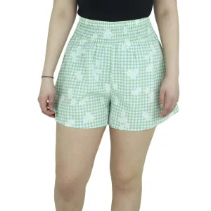 Damen Kurze Freizeitshorts mit Blumenmuster, Hellgrün