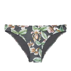 Damen-Bikiniunterteil mit Blumenprint, Grau