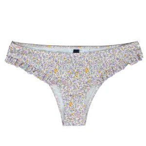 Damen-Bikiniunterteil mit Rüschenbund und Blumenmuster, Mehrfarbig