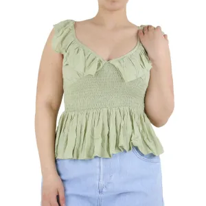 Damenoberteil mit geraffter Taille, Pistazie