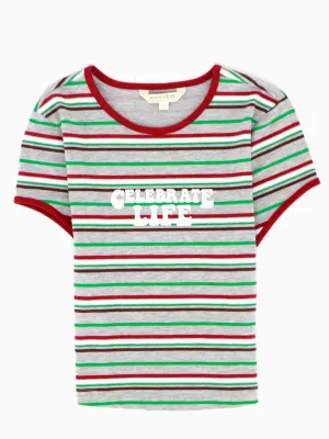 Damen Graphic Print gestreiftes Crop Top, Mehrfarbig