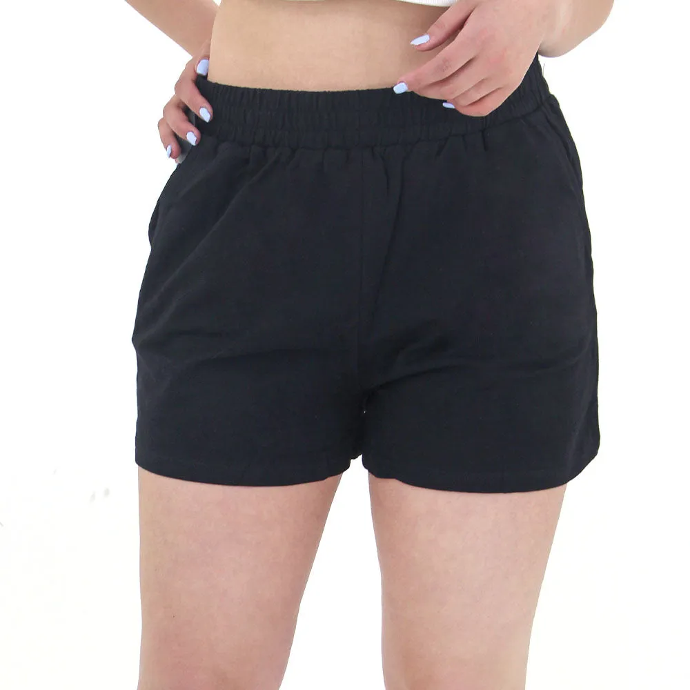 Damen einfarbige kurze Shorts, Schwarz