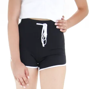 Damen Sport Shorts, Einfarbig, Schwarz