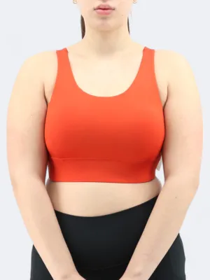 Damen Einfaches Sportliches Cropped Top, Gebranntes Orange