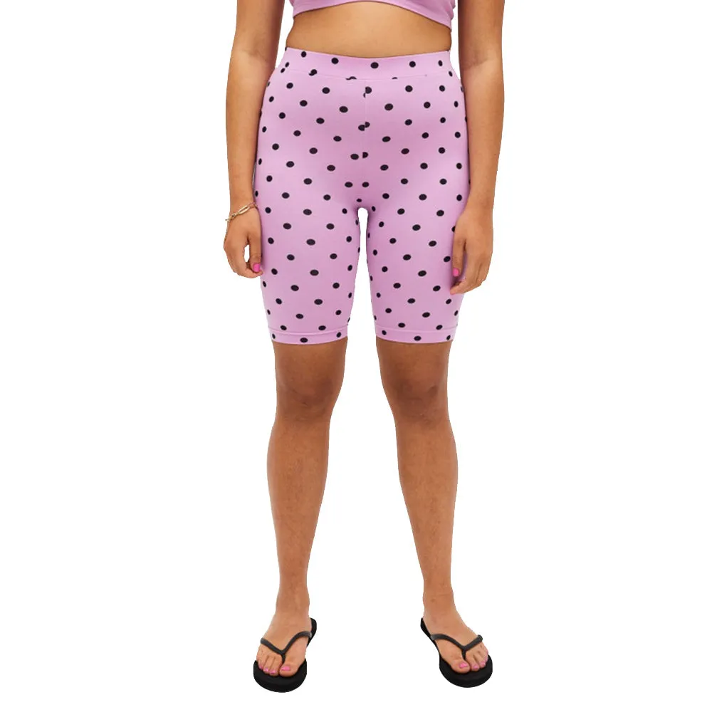 Damen-Polkapunkte-Kurzleggings, Rosa
