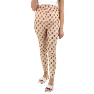 Damen High Waist Schwangerschaftsleggings mit Druck, Beige