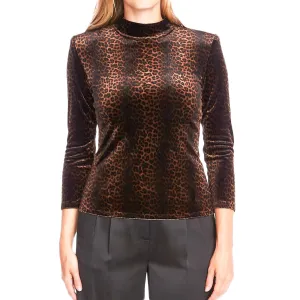 Damen-Print-Rollkragenpullover, Braun
